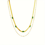 Sorella zweilagige Retro-Gold-Halskette mit Edelstein