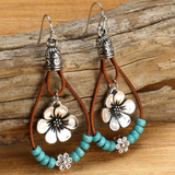Boho Silber-Blüten-Türkis-Ohrringe