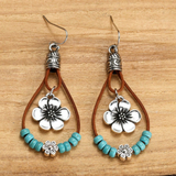 Boho Silber-Blüten-Türkis-Ohrringe
