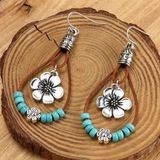 Boho Silber-Blüten-Türkis-Ohrringe