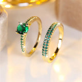 Serena Smaragd-Duo-Ring Gold-Set