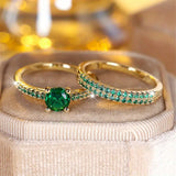 Serena Smaragd-Duo-Ring Gold-Set