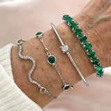 Geschichtetes Smaragd-Armband-Set