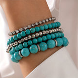 Großes Türkis-Perlen-Armband 5er-Set