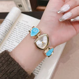 Gold-Armbanduhr mit Türkisstein