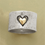 Retro Bicolor Silbriger Herzring