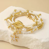 Küsten Gold- & Perlen-Armband 6er-Set