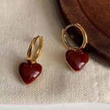 Rote Herz-Gold-Creolen