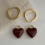 Rote Herz-Gold-Creolen