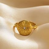 Retro Oktagramm-Zirkonia-Ring