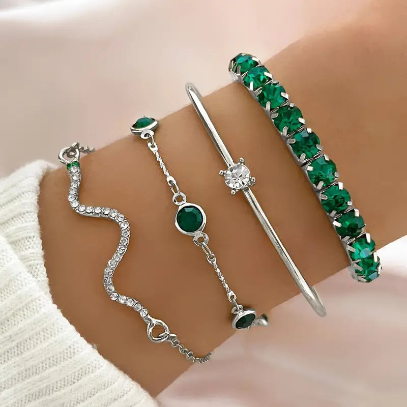 Grünes Edelstein-Armband-Set