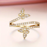 White Gold Butterfly Inlaid Zirconia Ring
