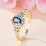 Erbstück Saphir-Halo-Kristall-Ring