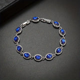 Saphir rundes Armband | Weißgold
