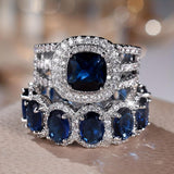 Saphir-Halo Stapel-Ring-Set