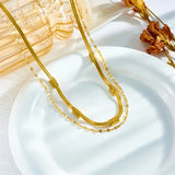 Sorella zweilagige Retro-Gold-Halskette mit Edelstein