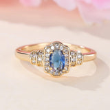 Erbstück Saphir-Halo-Kristall-Ring
