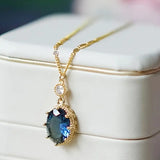Saphirblaue Gold-Halskette