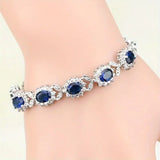 Iris blaues Saphir-Armband | Weißgold