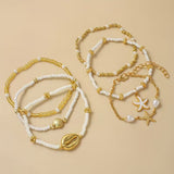 Küsten Gold- & Perlen-Armband 6er-Set