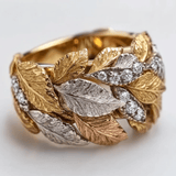 Einzigartiger Blatt- & Zirkonia-Ring