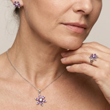Amethyst-Blüten Schmuckset | Weißgold