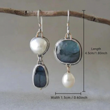 Vintage Ohrringe mit blauem Stein & Perle