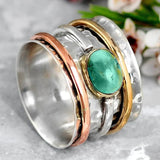 Coco - Vintage Gold- & Silber-Türkis-Ring