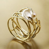 Samira - Dünner goldener Perlen-Ring