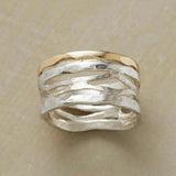 Vintage hohler Gold- & Silber-Ring