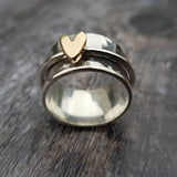 Mely - Silberring mit goldenem Herz