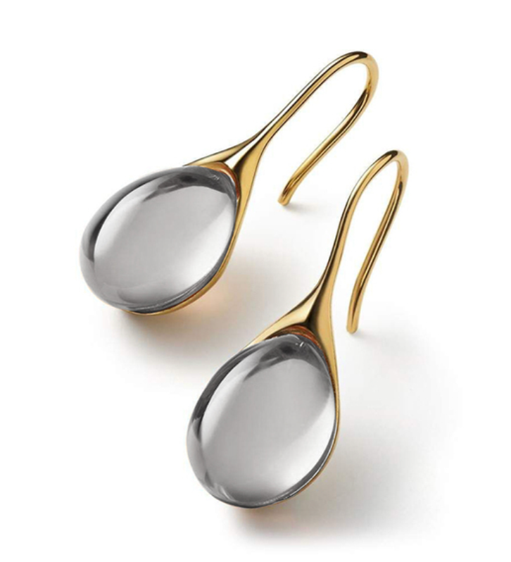 Kristall-Ohrhänger in Gold und Silber