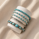 Boho Türkis-Perlen-Armband-Set