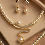 Elegantes Wellen-Perlen-Schmuckset