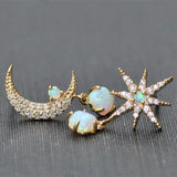Opal-Ohrringe in Gold mit Mond und Stern