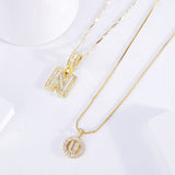 Pavé Initialbuchstaben-Halskette Set | Weißgold