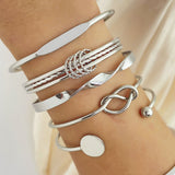 Geknotetes Eleganz-Armband-Set | Weißgold