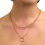 Offene dreireihige Kreis-Halskette | Gold