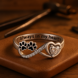 Zirkonia-Pfoten-Ring mit Herz- und Unendlichkeits-Design