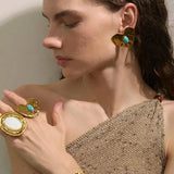 Vintage Gold-Türkis-Herz Set - Ohrringe, Ring & Armband
