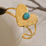 Vintage Gold-Türkis-Herz Set - Ohrringe, Ring & Armband