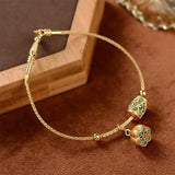 Antikes Gold-Türkis-Lotus-Armband