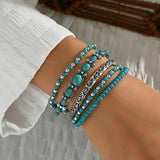 Boho Türkis-Perlen-Armband-Set