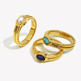 Vintage Goldring mit Naturstein