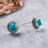 Vintage Boho Türkis-Imitat-Ohrstecker