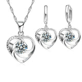 Herz-Set aus Sterlingsilber mit Kette und Ohrringen - Haller