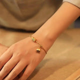 Antikes Gold-Türkis-Lotus-Armband