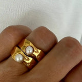 Vintage goldener Perlen-Ring