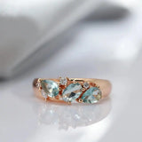 Vintage Roségold blauer Zirkon-Ring