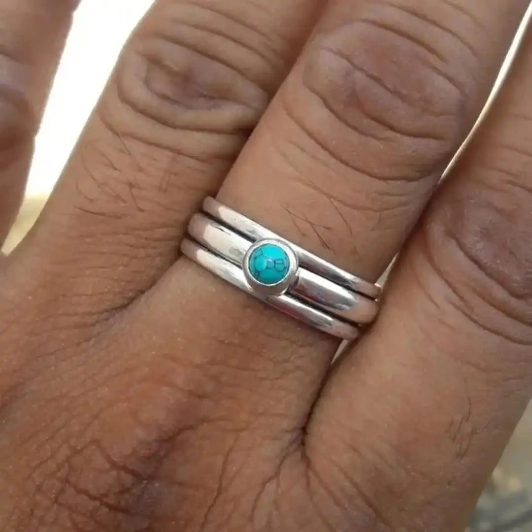 Boho mehrlagiger Türkis-Stein-Ring